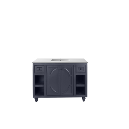 LAVIVA Odyssey, 48, Mpl Gry Cabinet & Matte Wht VIVA Stone Surface Countertop 313613-48G-MW
